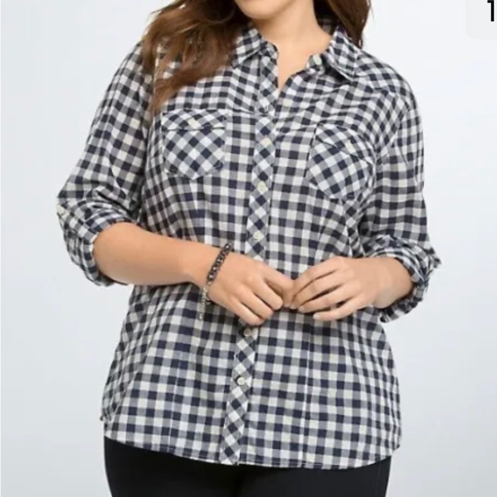Torrid Gingham Button Down Blouse - image 1